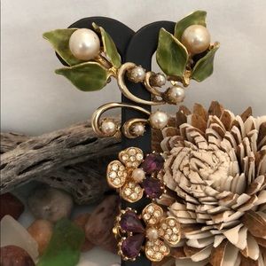 3 PAIR NON PIERCED VINTAGE EARRINGS